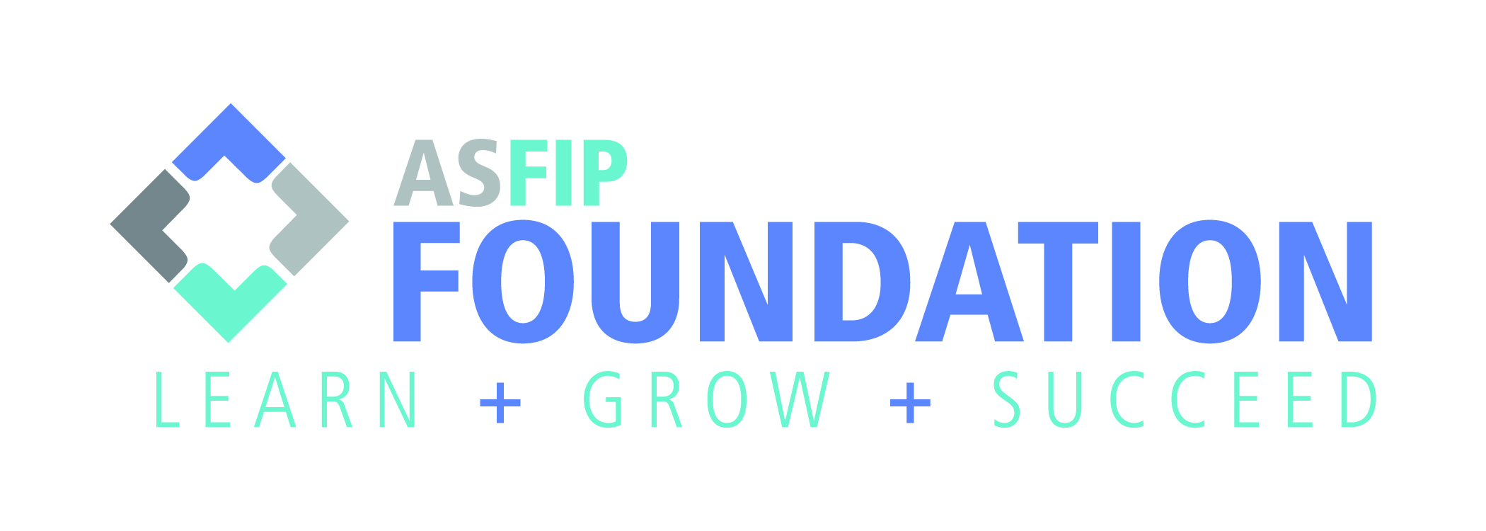 The ASFIP Foundation logo, featuring a stylized diamond and text that reads "Learn + Grow + Succeed".
